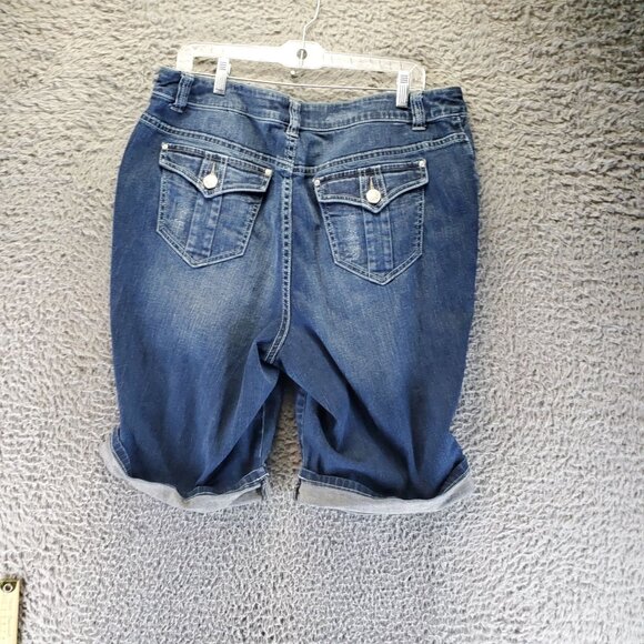 Lane Bryant Shorts Womens 18 Blue Denim Distressed Stretchy Jorts - Picture 11 of 12